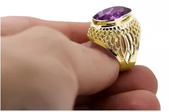 Аметист 14K Жовте золото Каблучка Вінтаж vrc089y